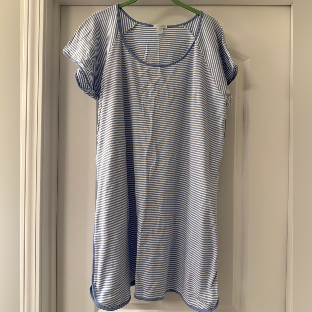 Lake Pajamas Short Sleeve Stripe Nightgown Hydrangea